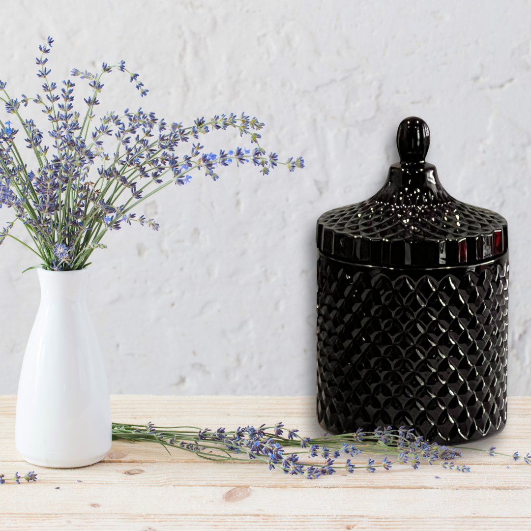400g Geo Cut Glass Candle - Black